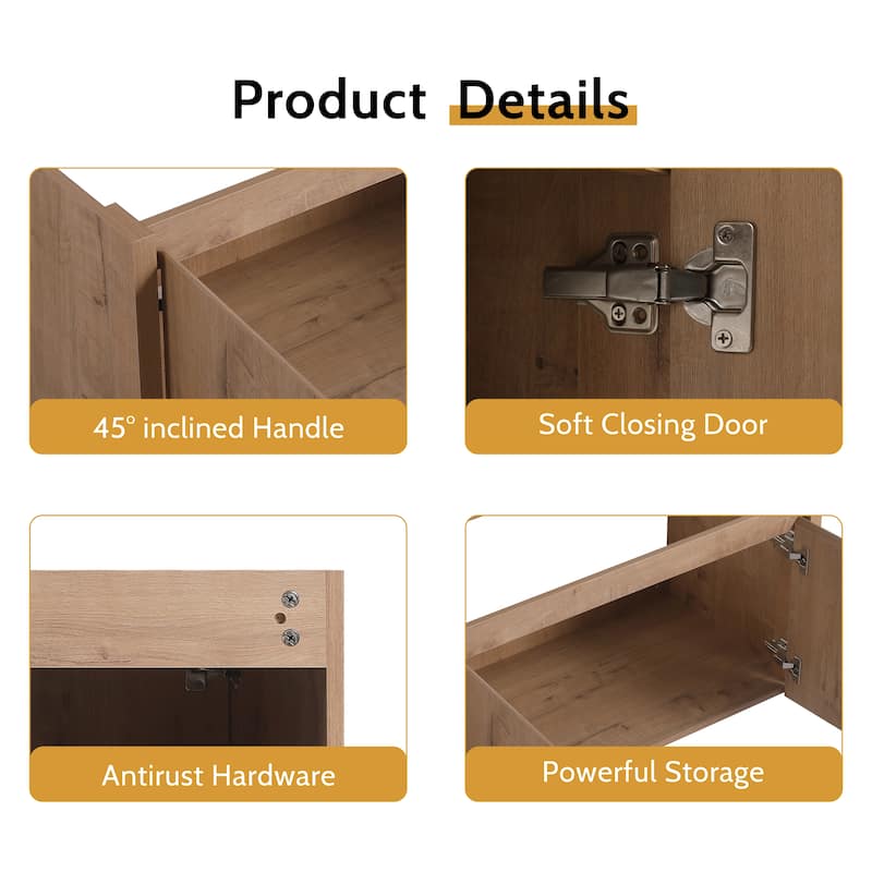 24/30/36/48/60 Inch Floating Bathroom Vanity Cabinet with Soft Close Door (Without Sink)