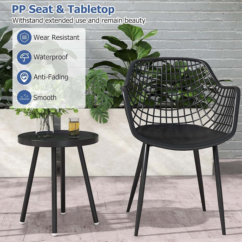 3PCS Patio Furniture Set Outdoor Bistro Set Small Conversation Set