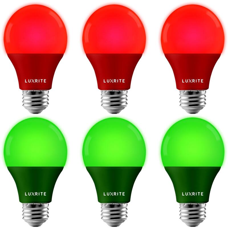Luxrite A19 Christmas LED Red and Green Light Bulb 60W Equivalent UL E26 Indoor Outdoor Holiday Lighting - 3