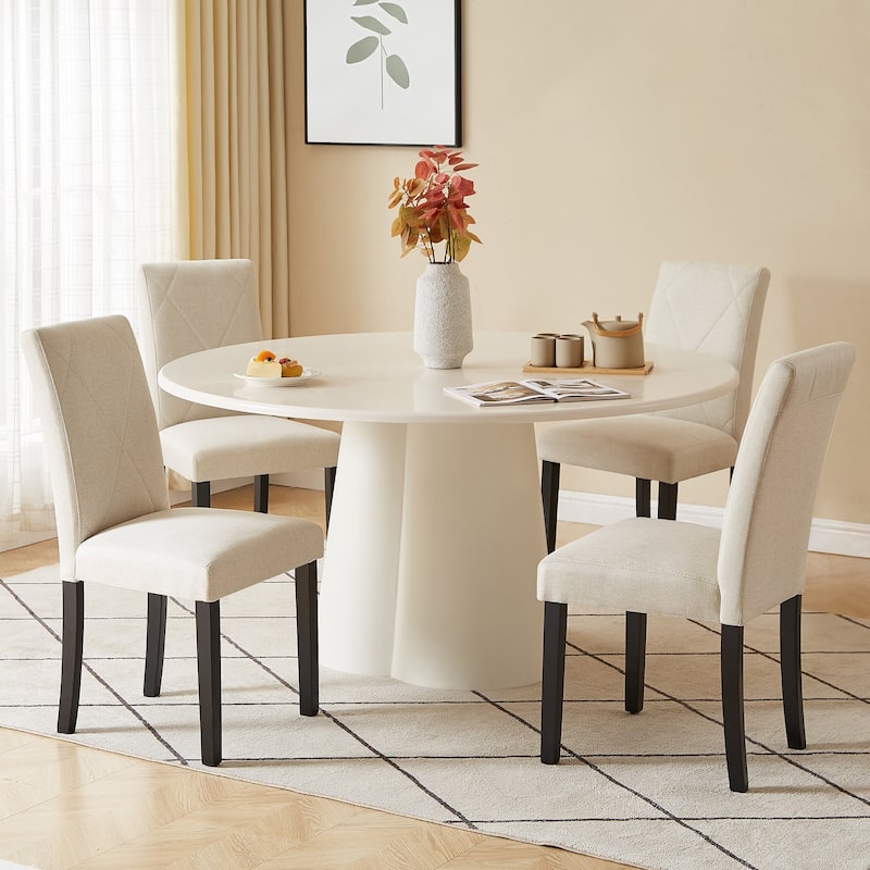 Javlergo Dining Chairs Set of 2/4/6, Upholstered Kitchen Chairs Dining Room Side Chair with Padded Seat Back - Set of 4 - Beige