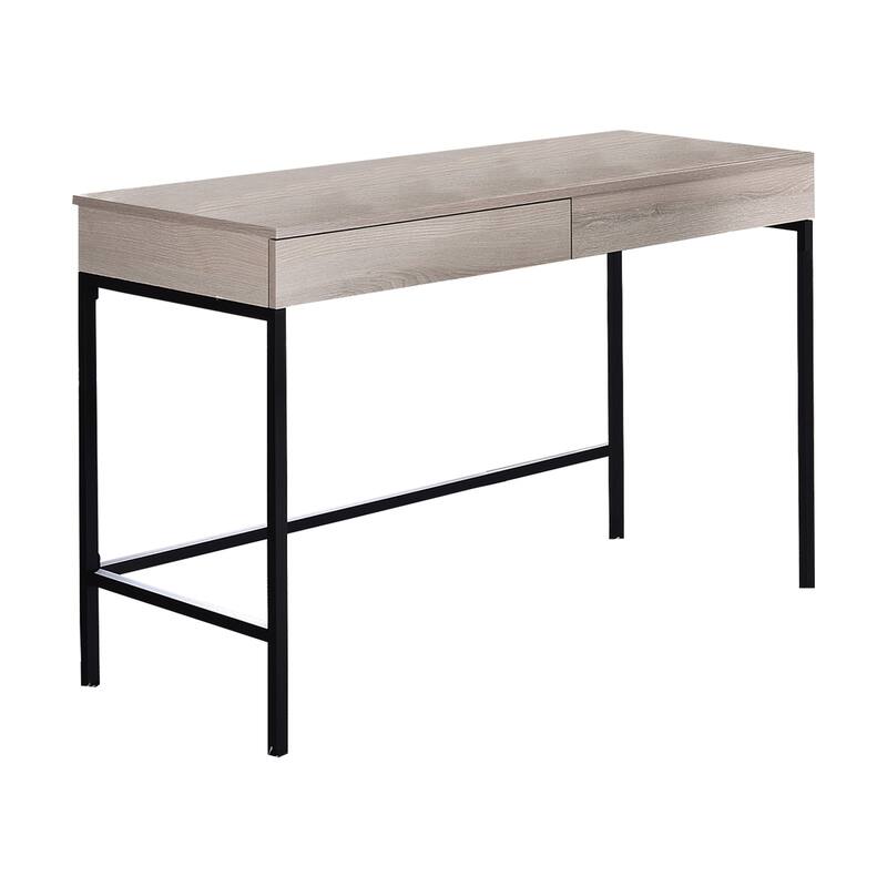 Retro Wooden Desk with Drawers - 47" Writing Table, Metal Frame, Washed White & Black Finish