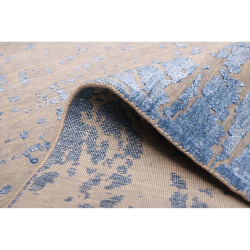 ECARPETGALLERY Hand-knotted Legacy Blue Silk, Wool Rug - 2'5 x 12'1