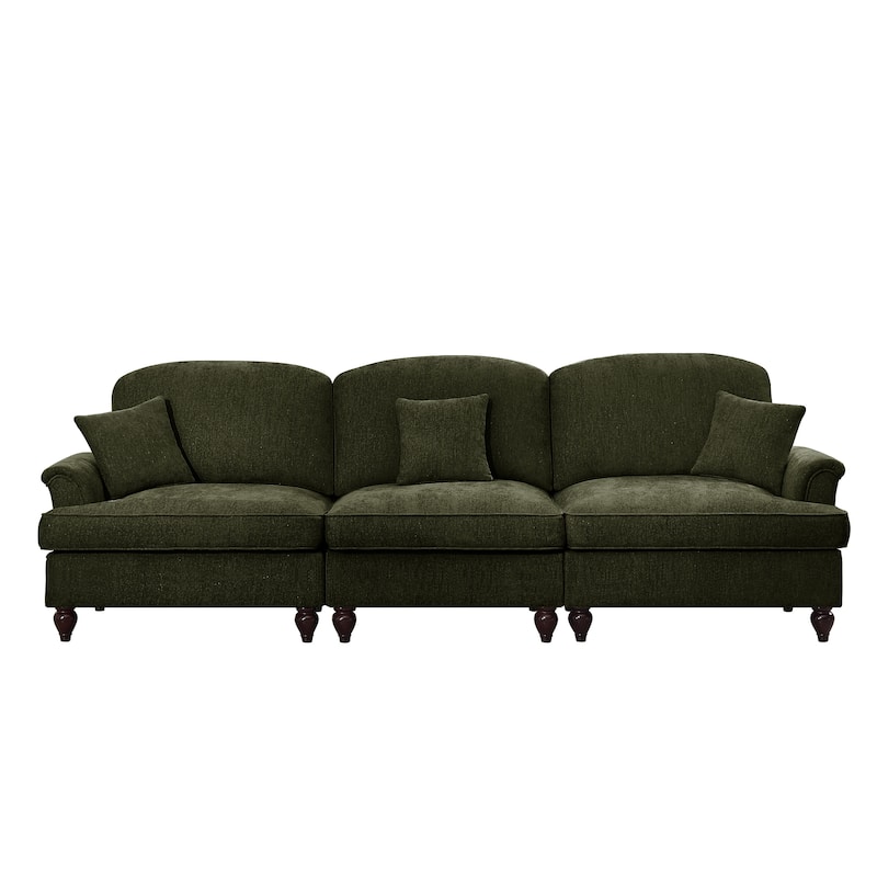 GDFStudio - Elegant Mid Century 3-Seater 107" Chenille Sofa with Flared Arms