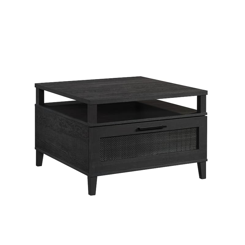 Engineered Wood Coastal Coffee Table with Spacious Drawer, Black - 31.5"W x 31.5"D x 20.98"H