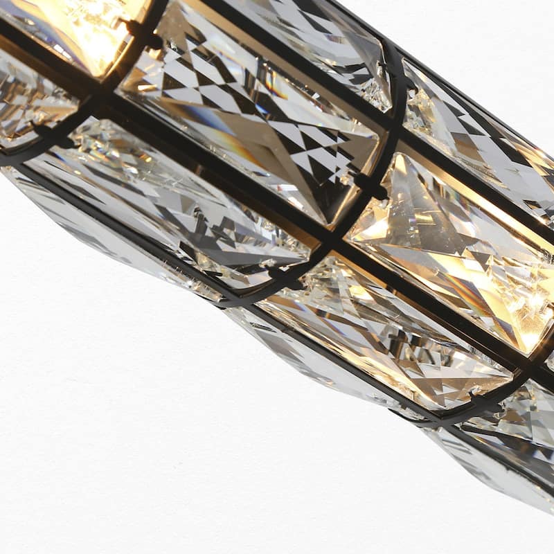 Dana Modern Linear Black Crystal 3-Light Chandelier Cylinder Wall Sconce for Dining Room