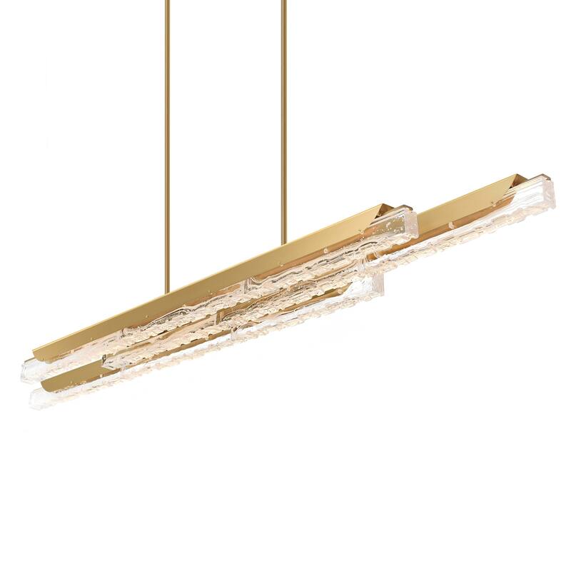 Valira Integrated LED 60in Brass Chandelier with Handcrafted Glass