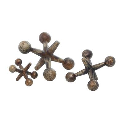 Metal Jack Sculpture - Set of 3 - CosmoLiving by Cosmopolitan - Bronze or Silver or Gray
