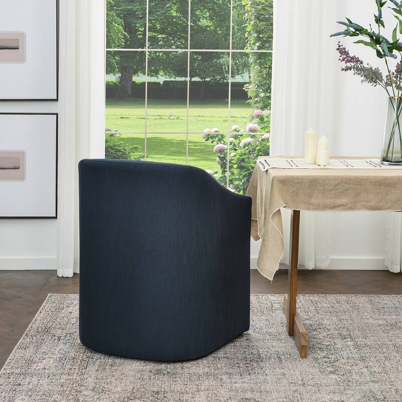 KINWELL 25" Performance Fabric Upholstered Rolling Dining Armchair