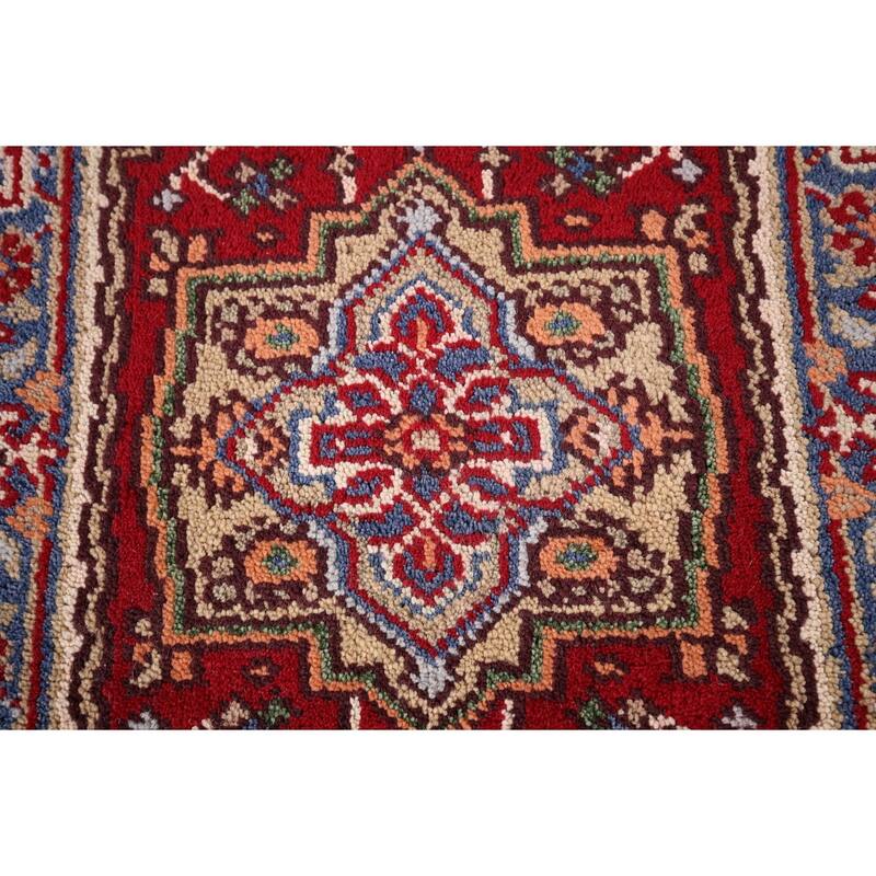 Red Heriz Serapi Indian Accent Rug Hand-Knotted Wool Carpet - 2'0" x 3'0"
