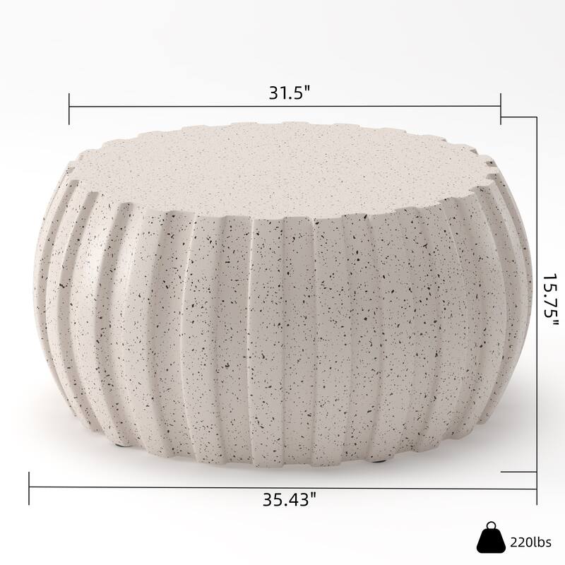 35.43" Waterproof Coffee Table with MgO Cement for Indoor & Outdoor Use