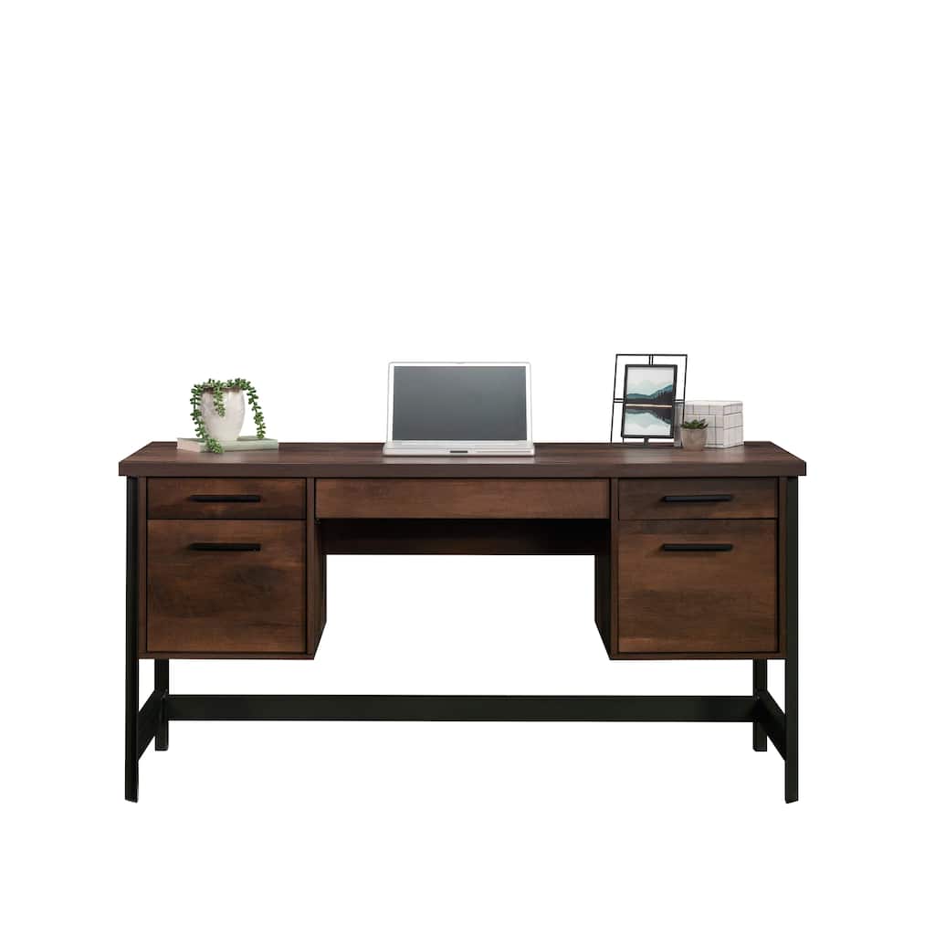 Wood Modern Computer Desk with Spacious Desktop and 4 drawers, Brown