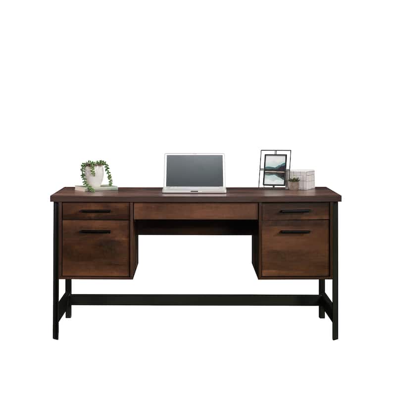 Wood Modern Computer Desk with Spacious Desktop and 4 drawers, Brown