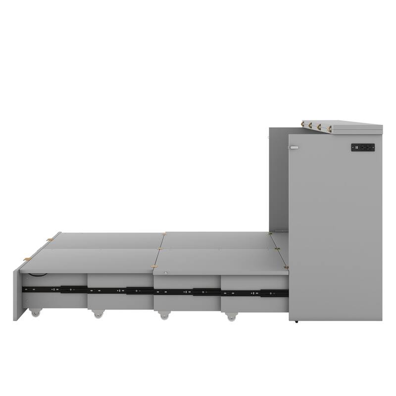 Murphy Bed with Pulley Structure Design,Drawer and USB Ports for Bedroom