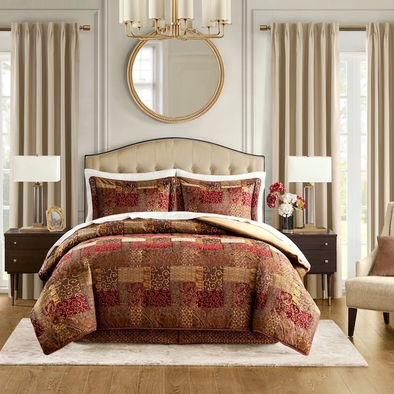 Croscill Galleria 4 Piece Comforter Set - Red - Queen
