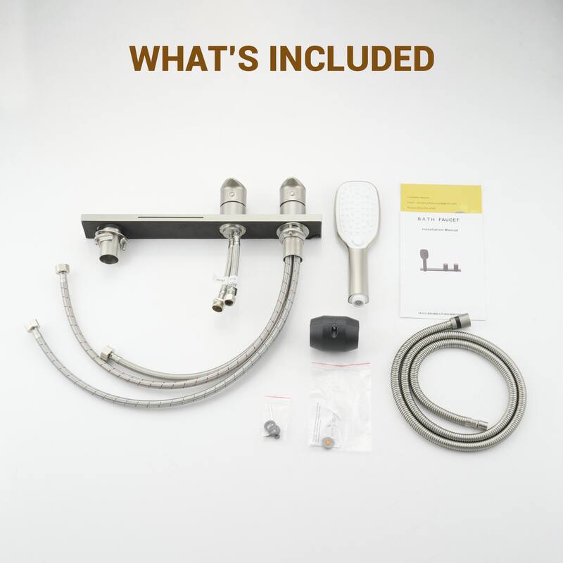 Bathtub Faucet Pressure Balanced 2-Handle Deck-Mount Waterfall Roman Tub Faucet with Handheld Shower Valve Included