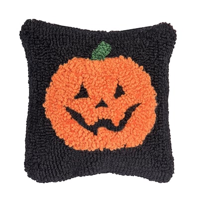 Mini Pumpkin Hooked Throw Pillow 8" x 8"