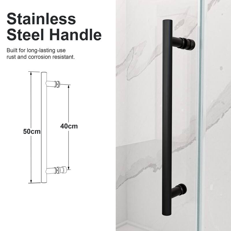 Frameless Clear Tempered Glass Single Sliding Shower Door with 5/16" Thick