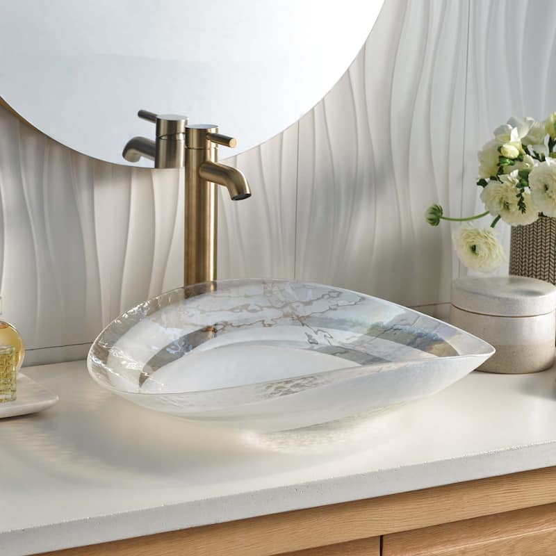 Sorrento Handmade Murano Glass Bathroom Sink - 20x17x5.25 - Seaspray