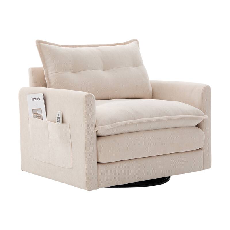 Mid Century Modern Chenille Swivel Barrel Chair