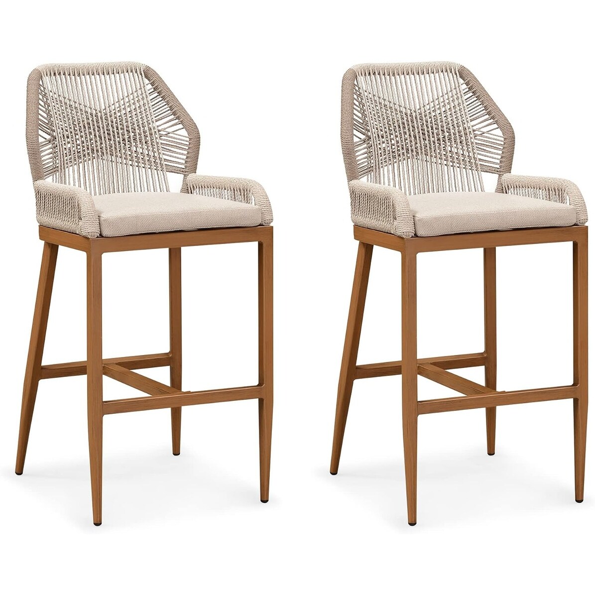 PURPLE LEAF 2 Set of Modern Bar Stool with Backrest and Arm,Upholstered Chair and Aluminum Legs