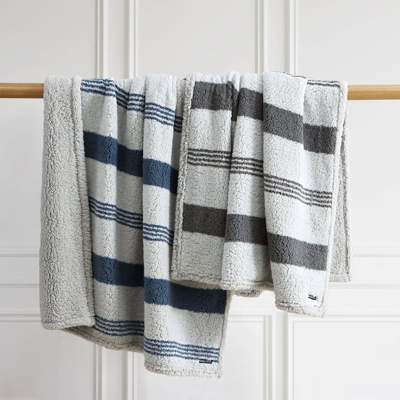 Nautica Saltmarsh Printed Faux Shearling Throw Blanket