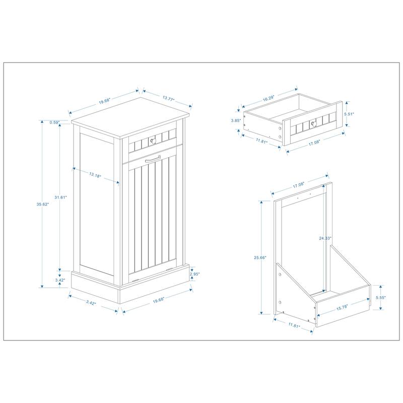 Anmytek 10-Gallon Woodgrain Tilt-Out Trash Can Cabinet with Wave-Textured Drawer for Kitchen,Bathroom