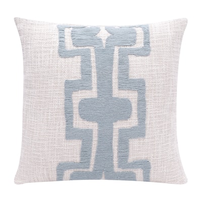 HomeRoots 20" Ocean Blue and Ivory Cotton Throw Pillow