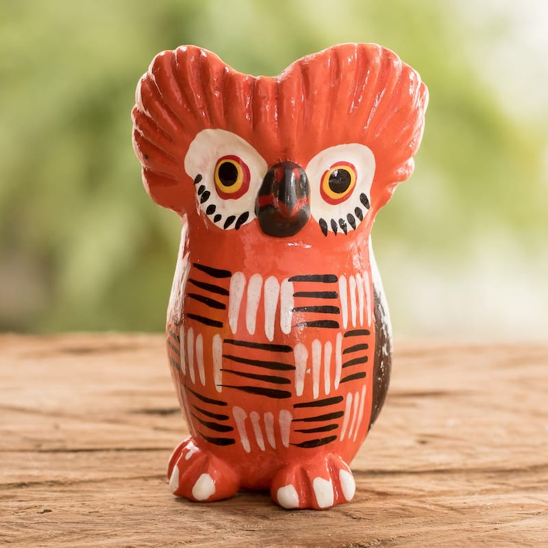 Novica Handmade Summer Tecolote Ceramic Figurine