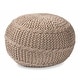 preview thumbnail 2 of 10, Palmas Modern and Bohemian styled Handwoven Pet Yarn Pouf and Ottoman Beige