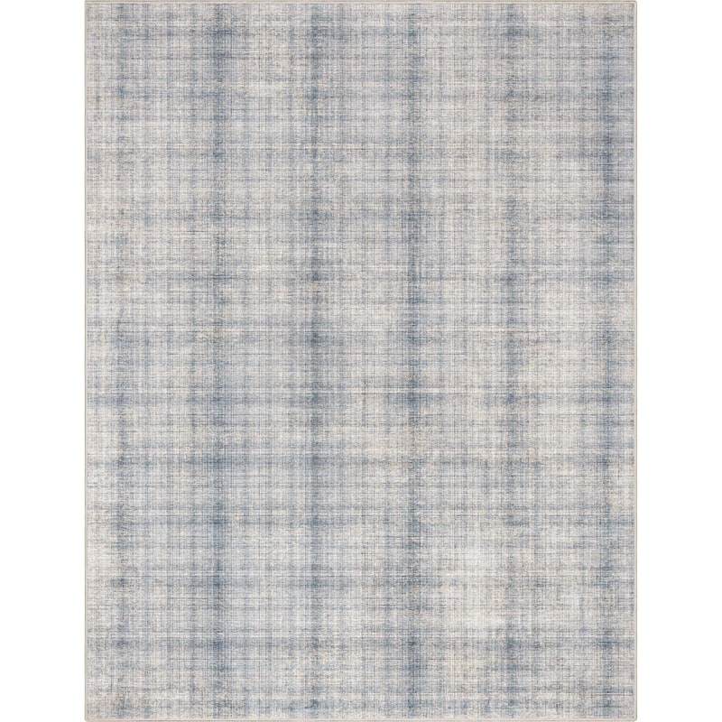 Well Woven Abstract Rio Retro Plaid Flat-Weave Machine Washable Area Rug - Blue Cream - 7' 7" x 9' 10" - Rectangle