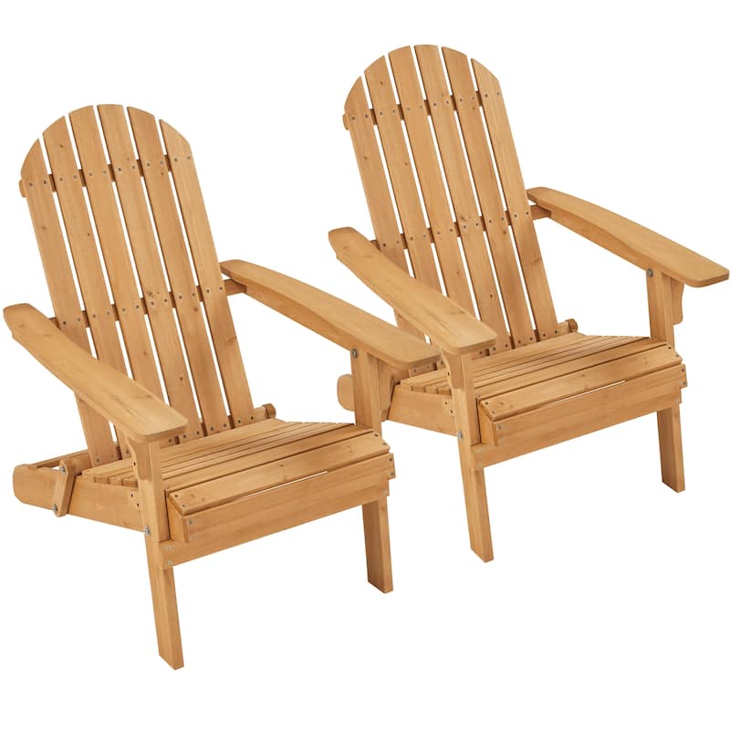 Yaheetech 2-piece Folding Adirondack Chair Solid Wood Garden Chair Weather Resistant