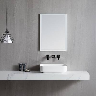 Eridanus 20" Rectangle White Ceramic Countertop Bathroom Vessel Sink