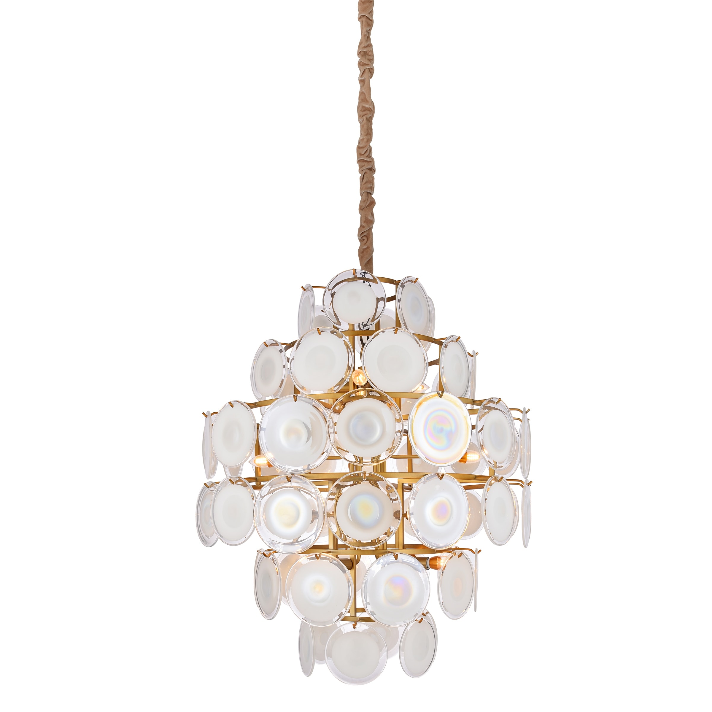 Harp & Finial Coraline 16-light Gold Chandelier with Frosted Glass Disk -  On Sale - Bed Bath & Beyond - 32647764