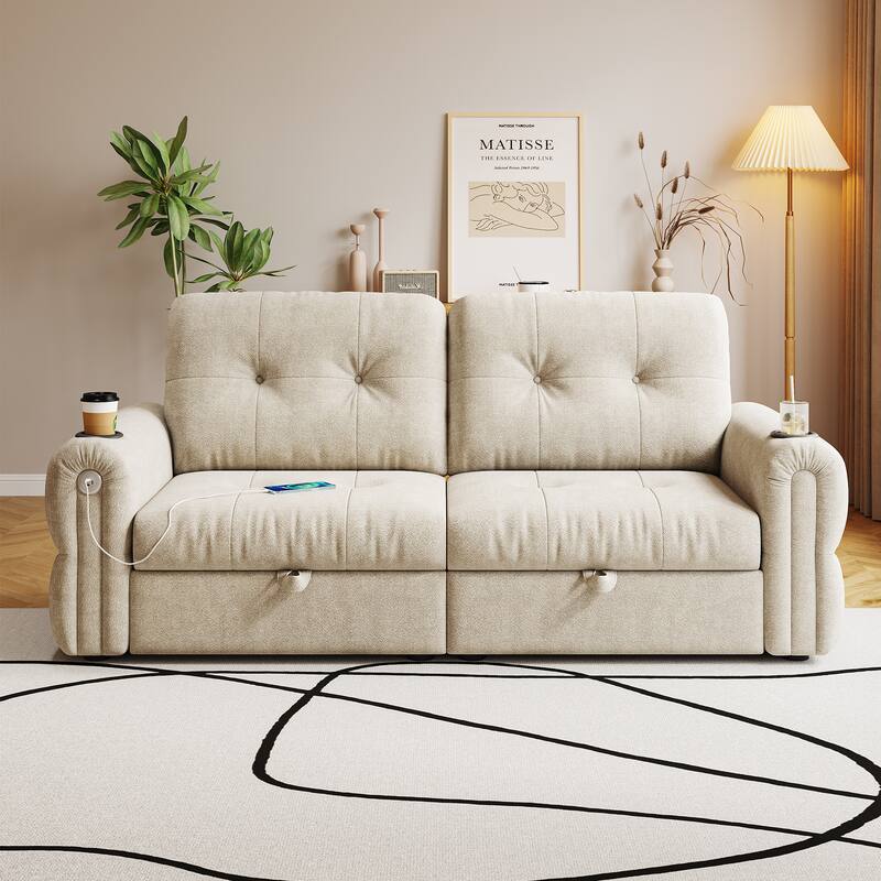 GDFStudio - Chenille Convertible 2-Seater 74" Sofa Bed