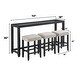 preview thumbnail 22 of 20, Cordero Wood Glass Top 72-Inch Wide Counter Height Console Bar Table and 3 Stools Set
