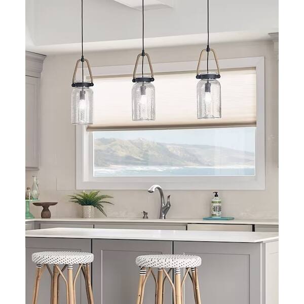 Kichler Clove Hitch Weathered Bronze Farmhouse Clear Glass Cylinder Pendant Light