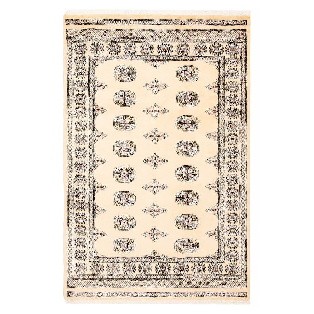 ECARPETGALLERY Hand-knotted Peshawar Bokhara Beige Wool Rug - 4'0 x 6'2