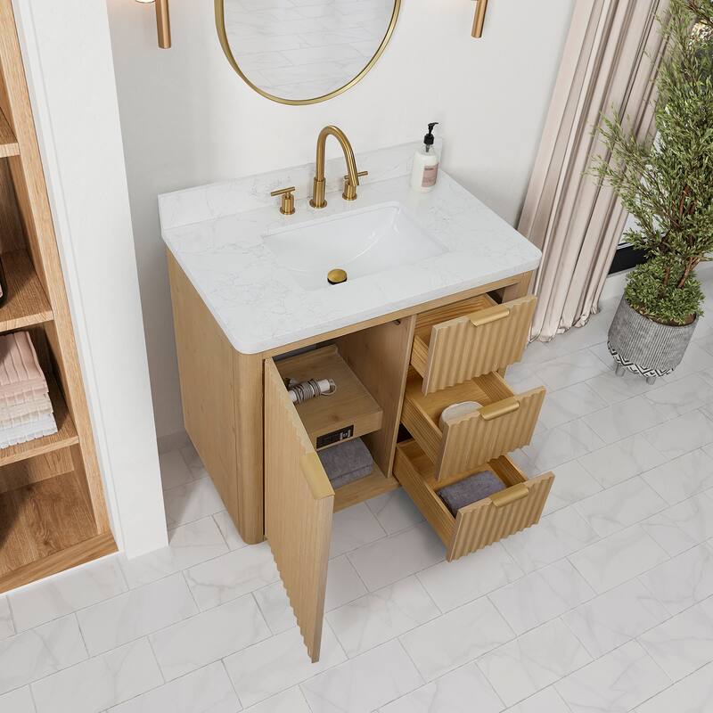 Cadiz Bath Vanity with Composite Stone Top and Mirror