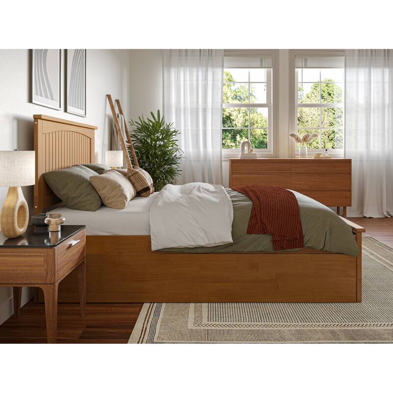 Nantucket Solid Wood Platform Bed with Matching Footboard & Twin Trundle