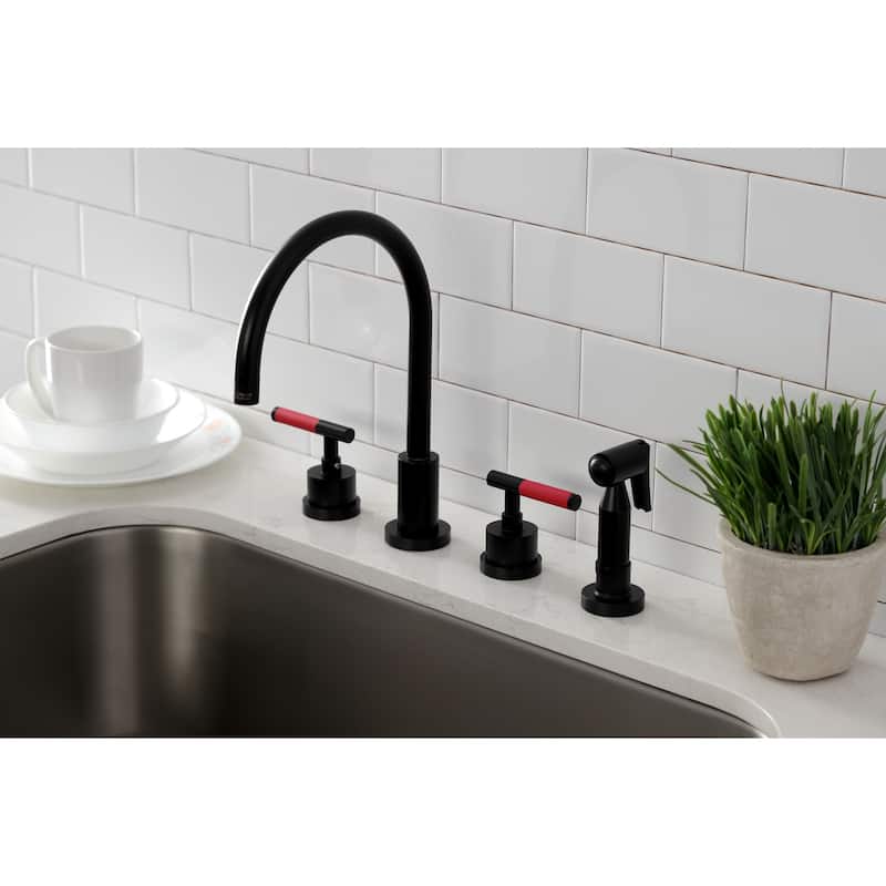 Kingston Brass Kaiser Widespread Kitchen Faucet with Brass Sprayer