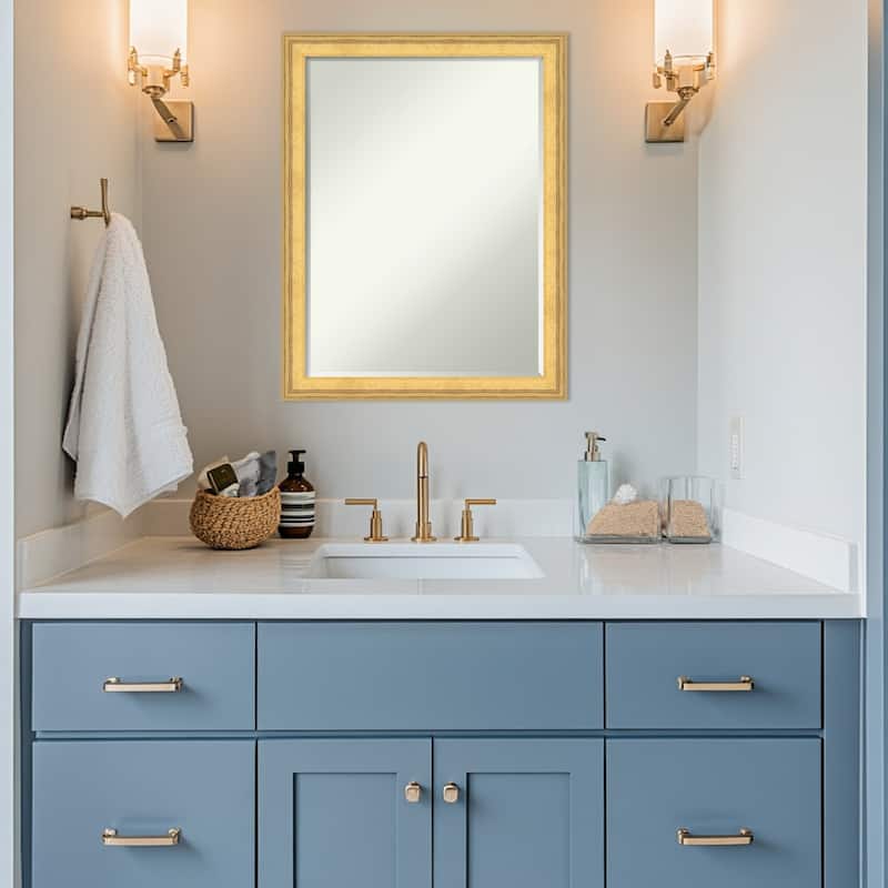 Owen Half-Inch-Bevel Framed Bathroom Vanity Wall Mirror - Owen Gold - 21 x 27 in