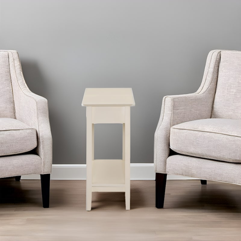 Wooden Flip-Top Side Table with Spacious Storage, Compact Space-Saving Design and Convenient Shelf