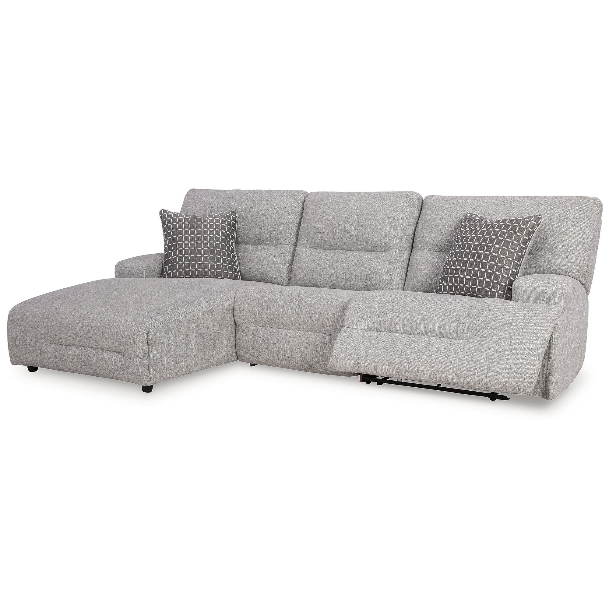 Signature Design by Ashley Acklen Place Light Gray 3-Piece Power Reclining Sectional - 115" W x 71" D x 42" H