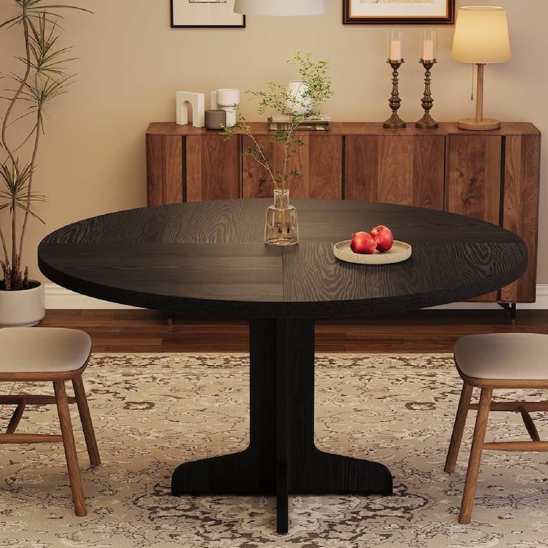 Rustic 47 Inch Round Dining Kitchen Table for 4-6 Dining Room, Living Room (Only Table)