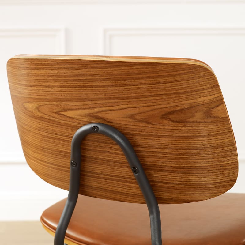 Art Leon Set of 2 Mid-century PU Leather Bentwood Dining Chairs
