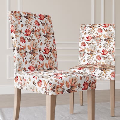 No. 918 Alvina 2-pack Floral Print Stretch Fit Elastic Dining Chair Cover Pair - 28" x 39"