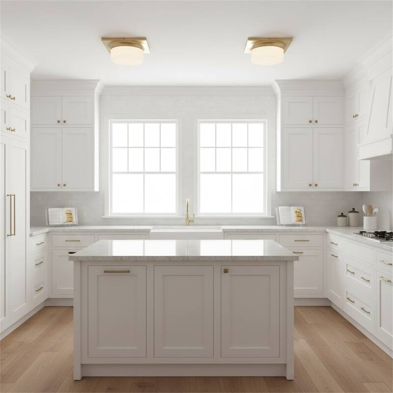 10-in Antique Brass LED Flush Mount