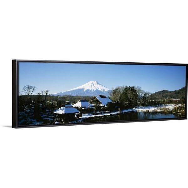 Shop Houses In Front Of A Mountain Mt Fuji Honshu Japan Black