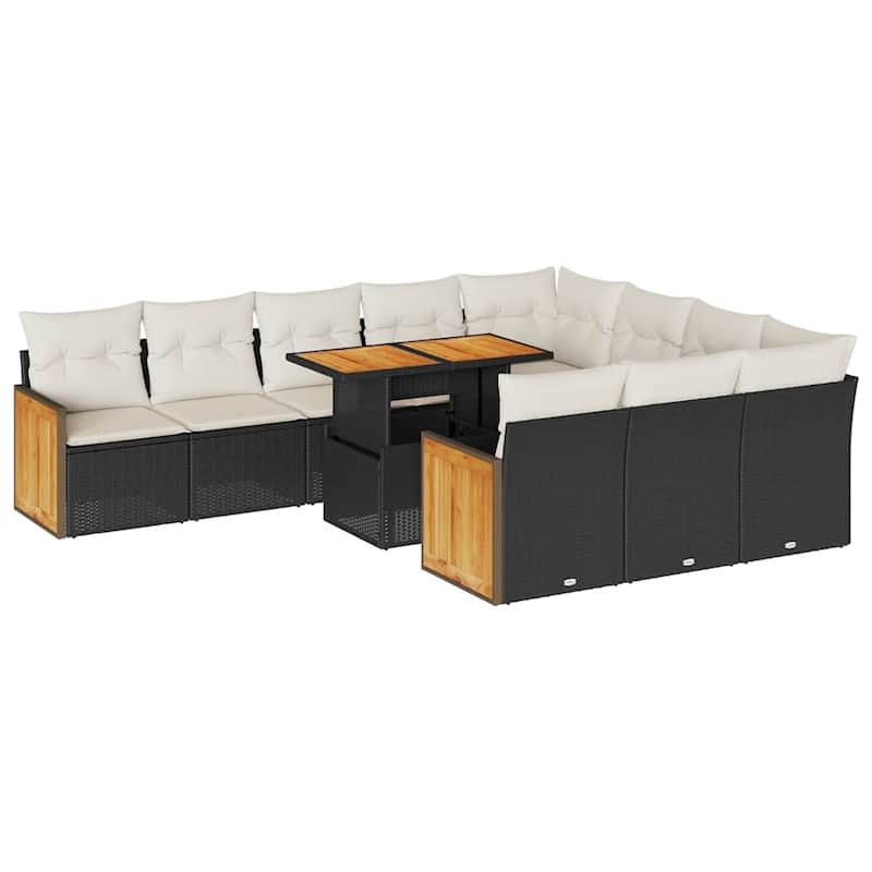 vidaXL Garden Sofa Set Black, Cream White - 21.7 x 39.4 x 28.7 in