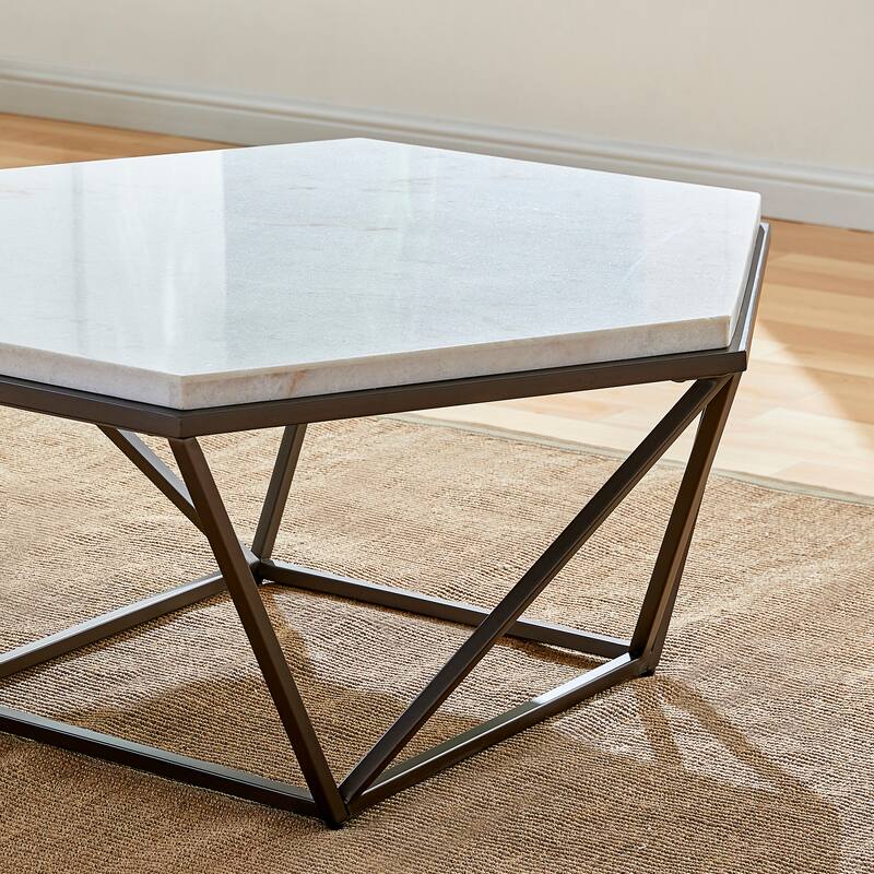 Steve Silver Crandall White Marble Top Coffee Table